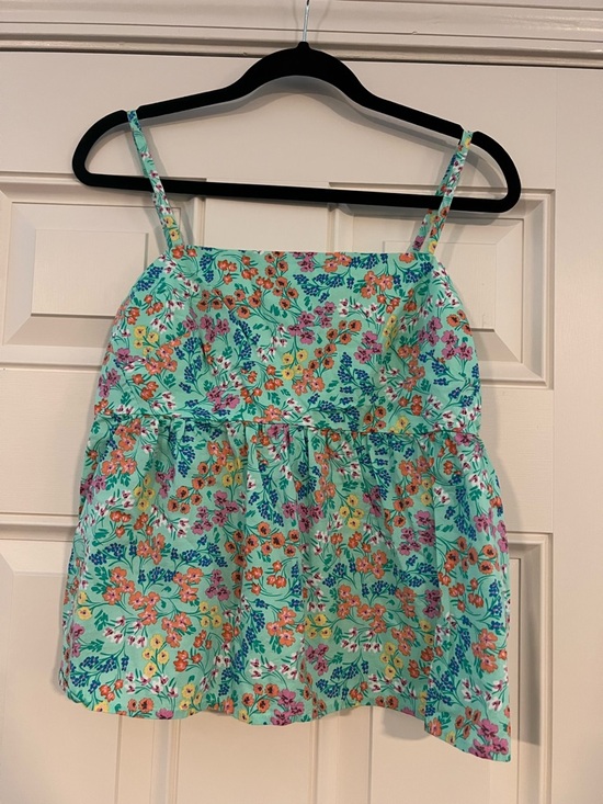 J. Crew Factory Tops - J.Crew Factory Green Floral Peplum Camisole Tie Back Adjustable Straps Size 8